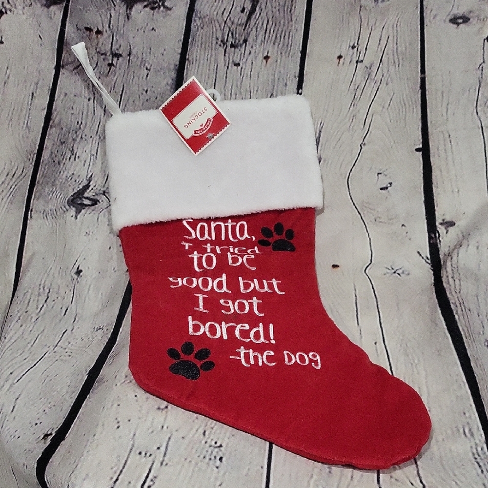 Holiday Time Red and White Dog Stocking